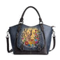 Vintage Deerskin Leather Handbag with Deer and Flower Artwork Country in My Heart