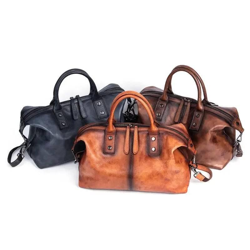 Rustic Luxury Vintage Calfskin Leather Duffle Bag Country in My Heart
