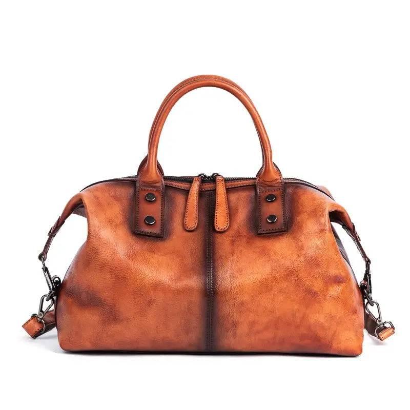 Rustic Luxury Vintage Calfskin Leather Duffle Bag Country in My Heart