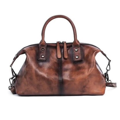 Rustic Luxury Vintage Calfskin Leather Duffle Bag Country in My Heart