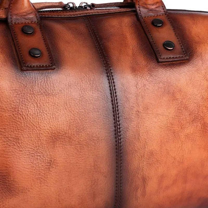 Rustic Luxury Vintage Calfskin Leather Duffle Bag Country in My Heart