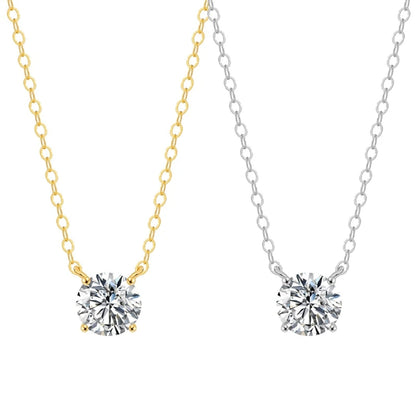 14K Gold Round Cubic Zirconia Solitaire Pendant. Diamond Veneer 635P100Mk