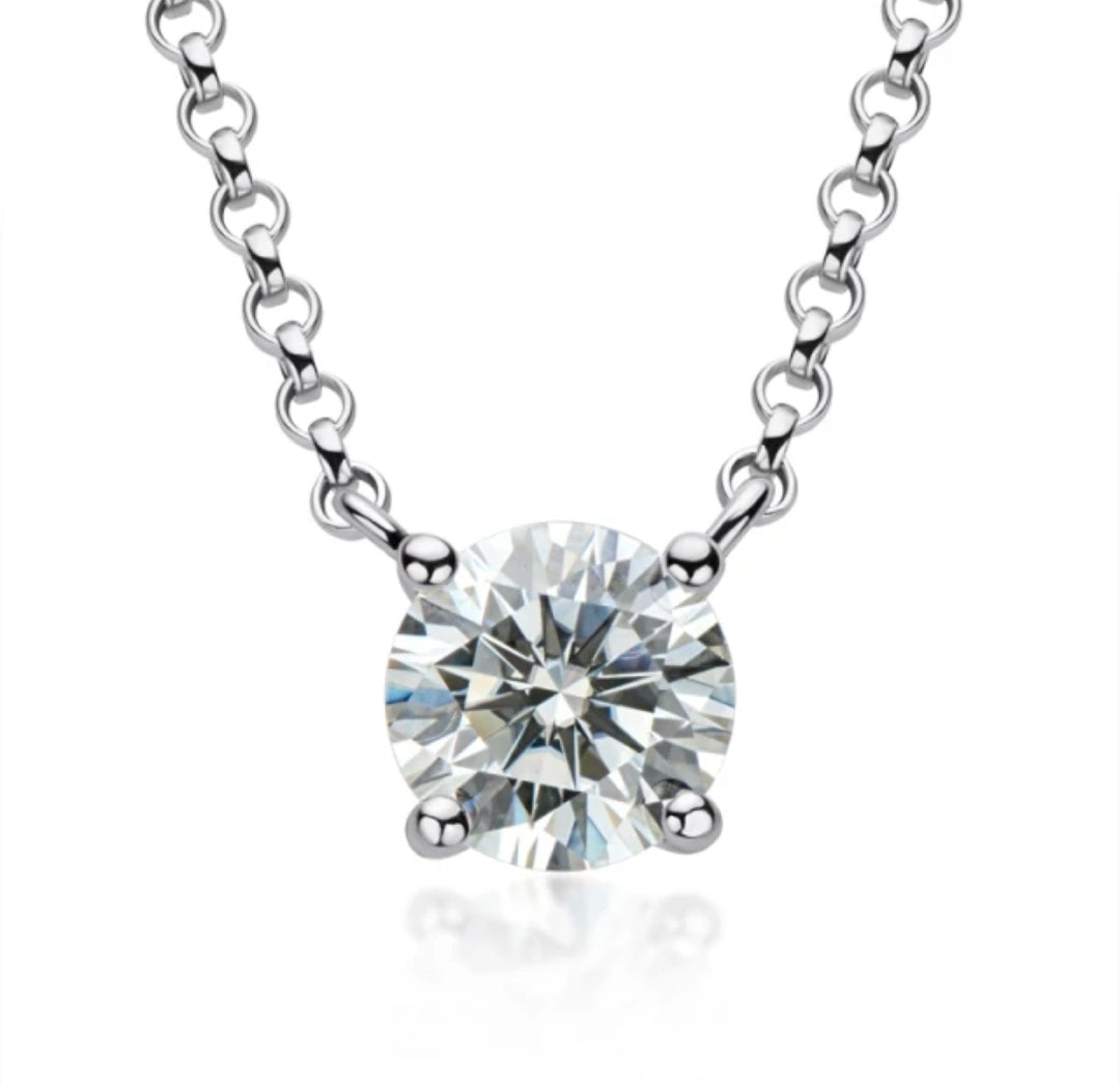 14K Gold Round Cubic Zirconia Solitaire Pendant. Diamond Veneer 635P100Mk