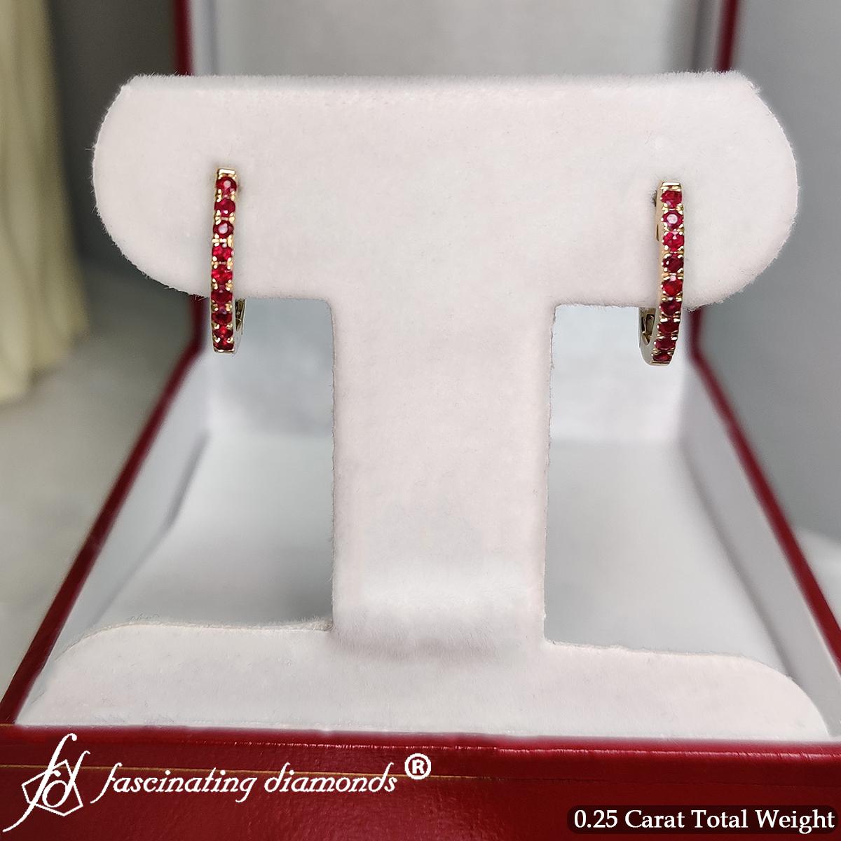 Round Cut 0.25 Ct Diamond Hoop Earrings Fascinating Diamonds
