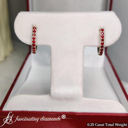 Round Cut 0.25 Ct Diamond Hoop Earrings Fascinating Diamonds