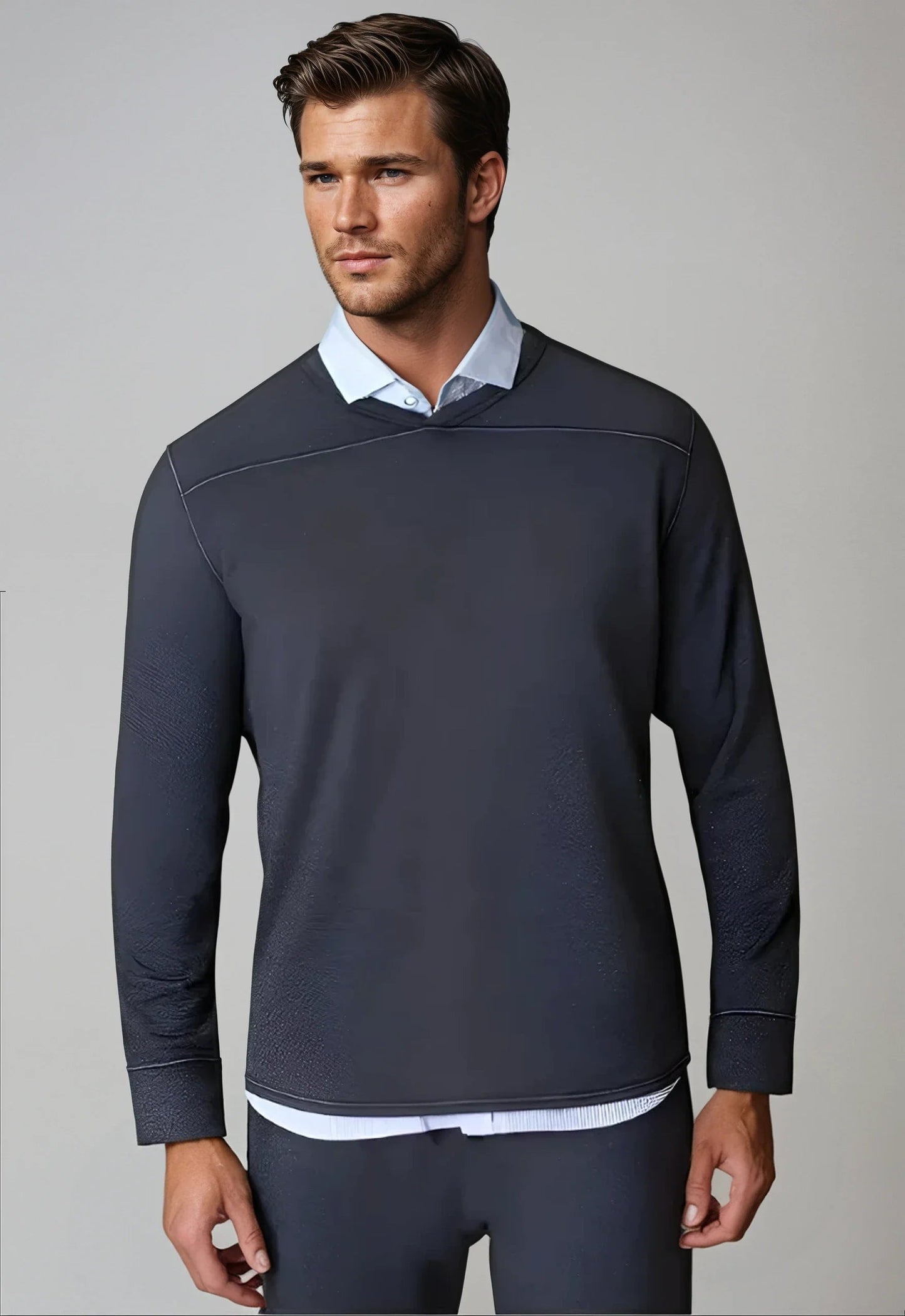 Rugvee Pullover V-Neck Sweatshirt - Charcoal Grey Buki