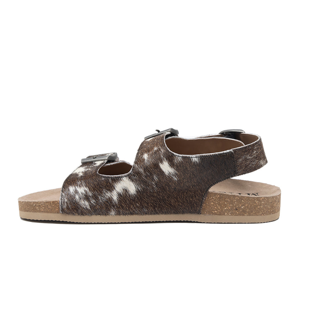 Mountain Path Leather Sandals In Dark & Light Hair-On Hide Myra USA