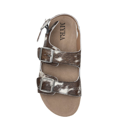 Mountain Path Leather Sandals In Dark & Light Hair-On Hide Myra USA