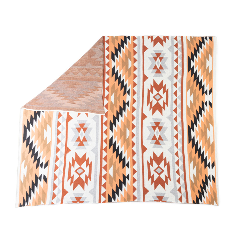 Desert Mesa Aztec Cotton Throw in Saddle Sand Myra USA
