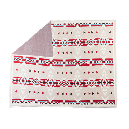 Canyon Arrows Aztec Cotton Throw Blanket in Crimson Ivory Myra USA