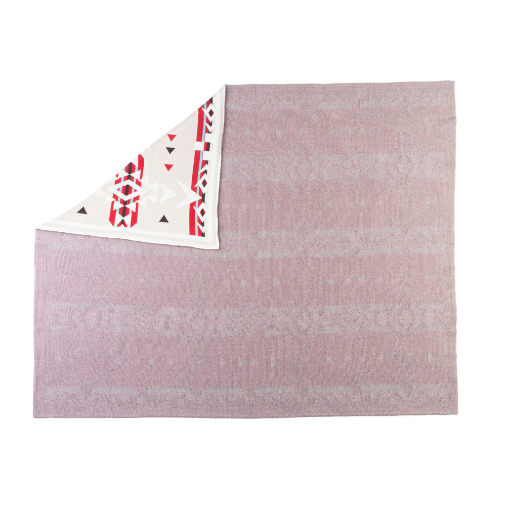 Canyon Arrows Aztec Cotton Throw Blanket in Crimson Ivory Myra USA