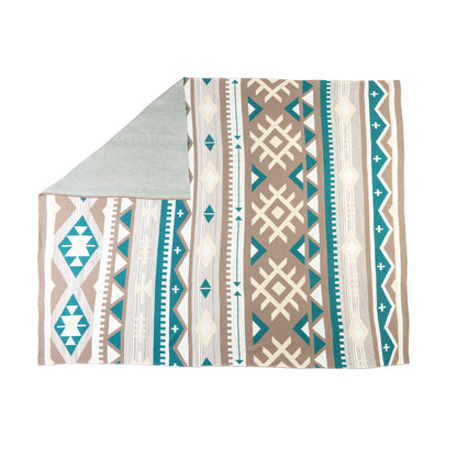 Sagebrush Aztec Cotton Knitted Throw in Teal Dunes Myra USA