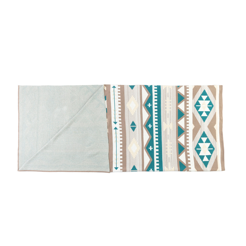 Sagebrush Aztec Cotton Knitted Throw in Teal Dunes Myra USA
