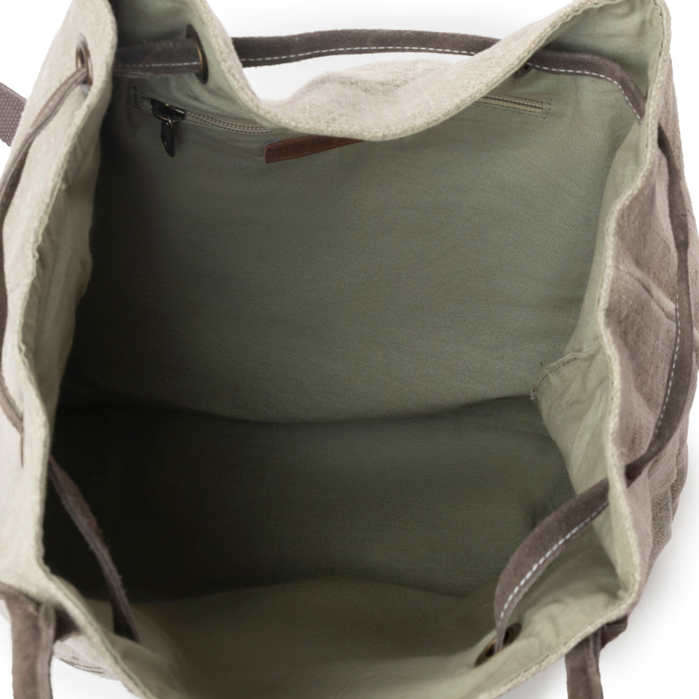 Myra Sel de Mer Bucket Backpack in Drift Olive Myra USA