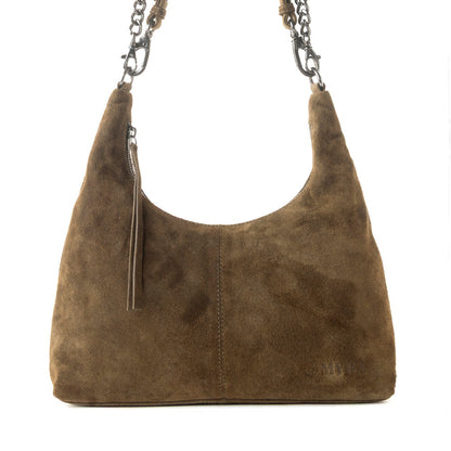 Myra Juniper Trail Genuine Suede Bag for Women in olive with soft finish with extra strap Myra USA