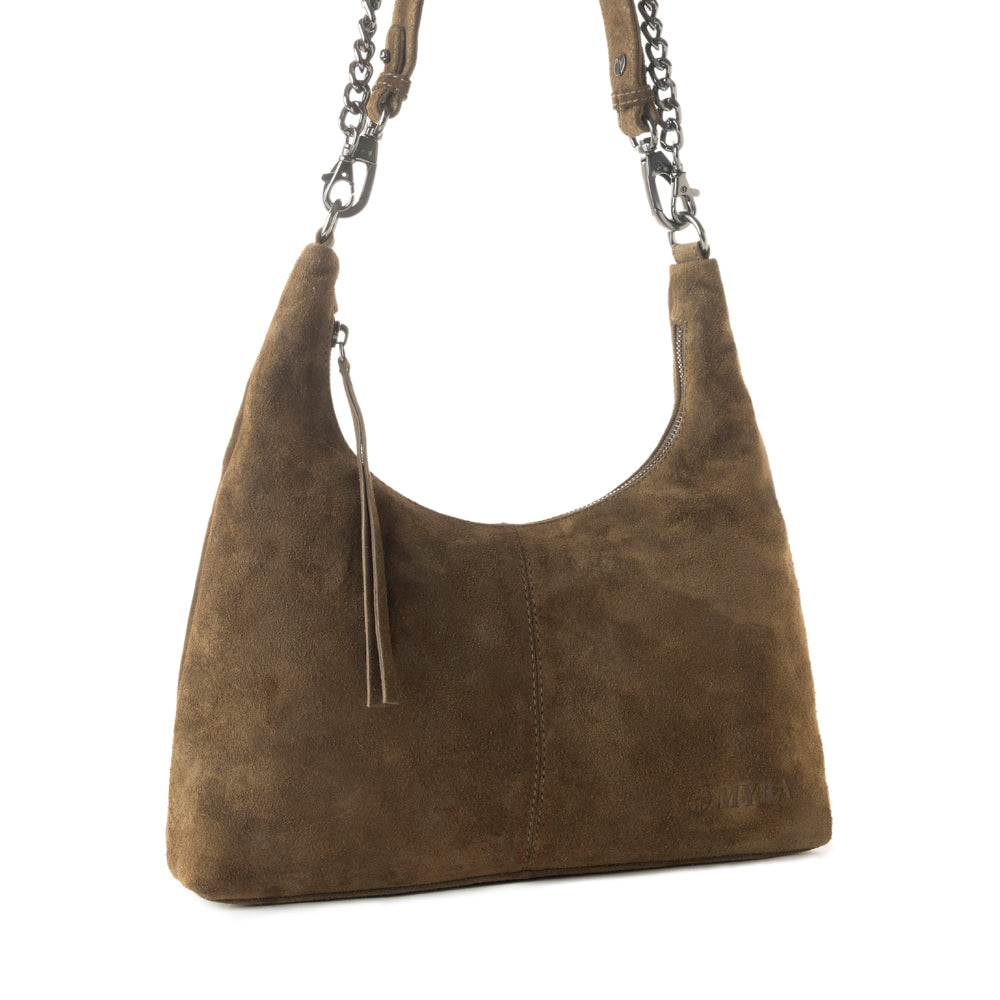 Myra Juniper Trail Genuine Suede Bag for Women in olive with soft finish with extra strap Myra USA
