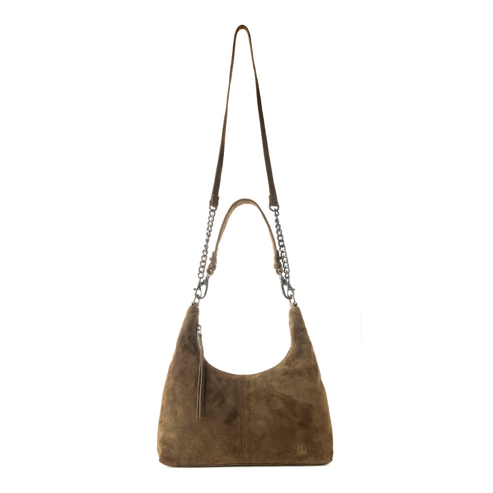 Myra Juniper Trail Genuine Suede Bag for Women in olive with soft finish with extra strap Myra USA