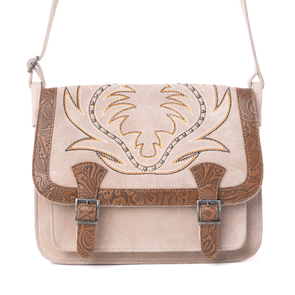 Myra Amberwood Suede Leather Boot Embroidered Leather Bag in Amber Myra USA