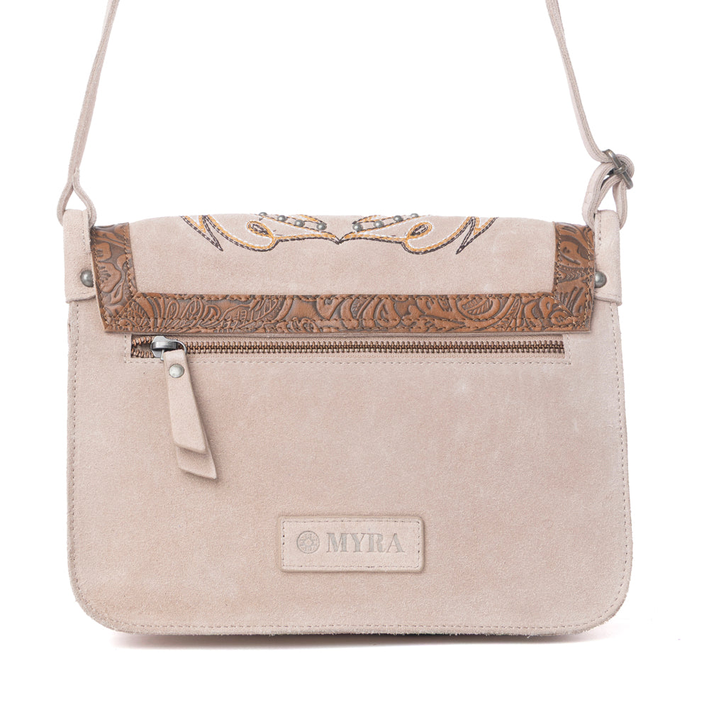 Myra Amberwood Suede Leather Boot Embroidered Leather Bag in Amber Myra USA