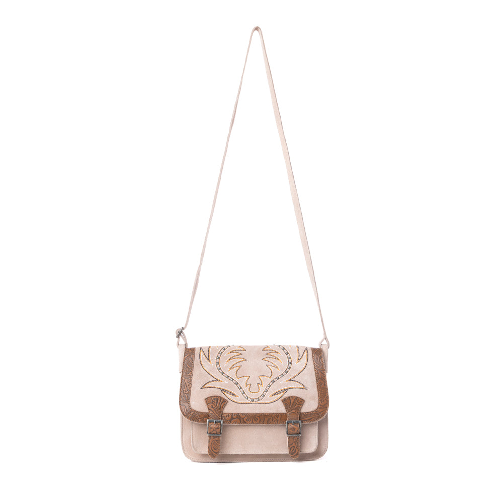 Myra Amberwood Suede Leather Boot Embroidered Leather Bag in Amber Myra USA