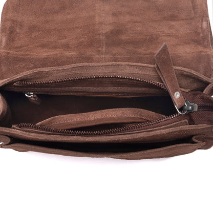 Myra Amberwood Suede Leather Boot Embroidered Leather Bag in Chestnut Brown Myra USA