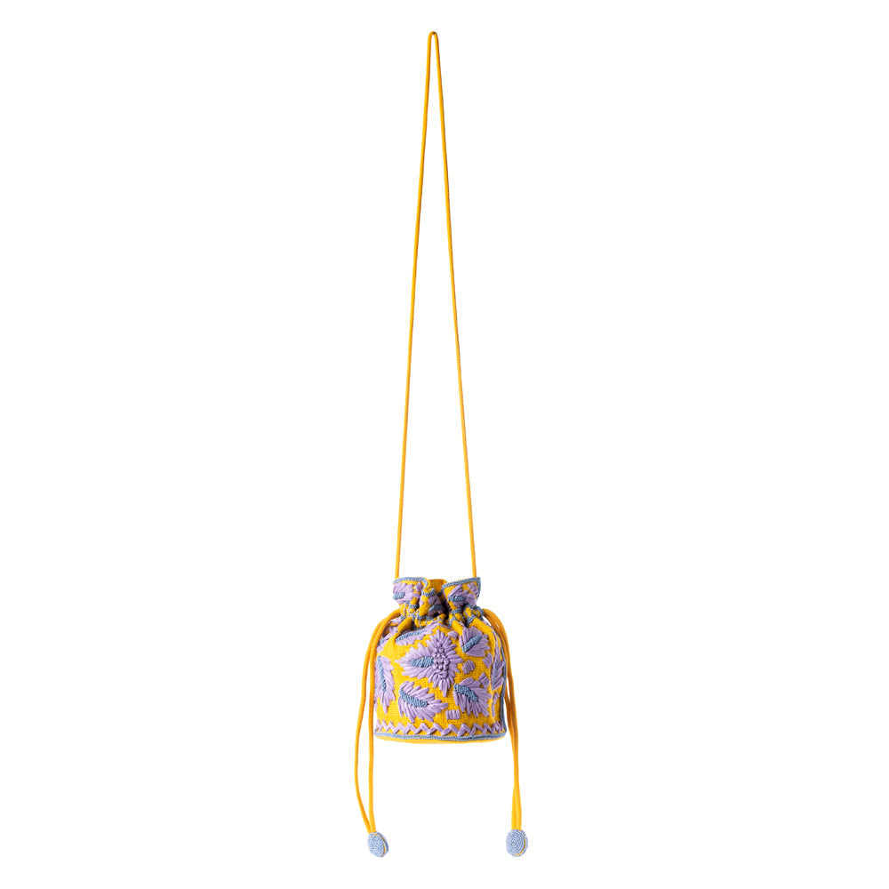 Myra Honey Vine Western Bucket Bag for Women in Yellow with embroidered detail Myra USA