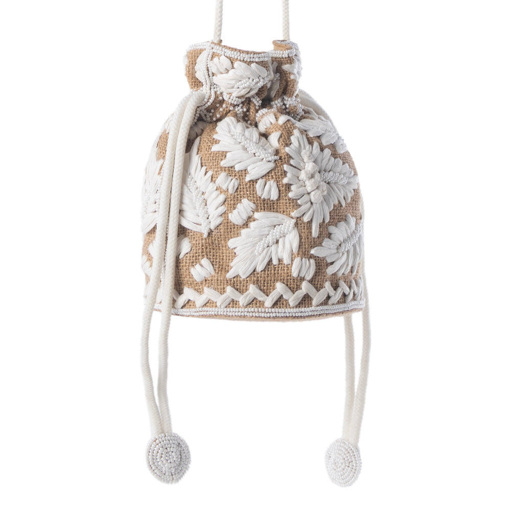 Myra Honey Vine Western Bucket Bag for Women in Jute with embroidered detail Myra USA