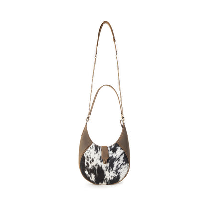 Myra Dakota Moon Hairon Leather Bag in Midnight Tan Myra USA