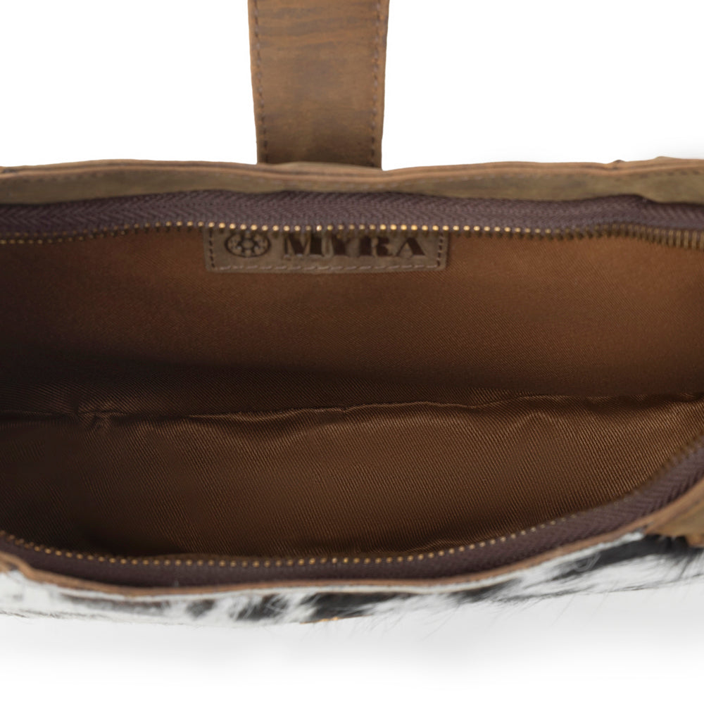 Myra Dakota Moon Hairon Leather Bag in Midnight Tan Myra USA