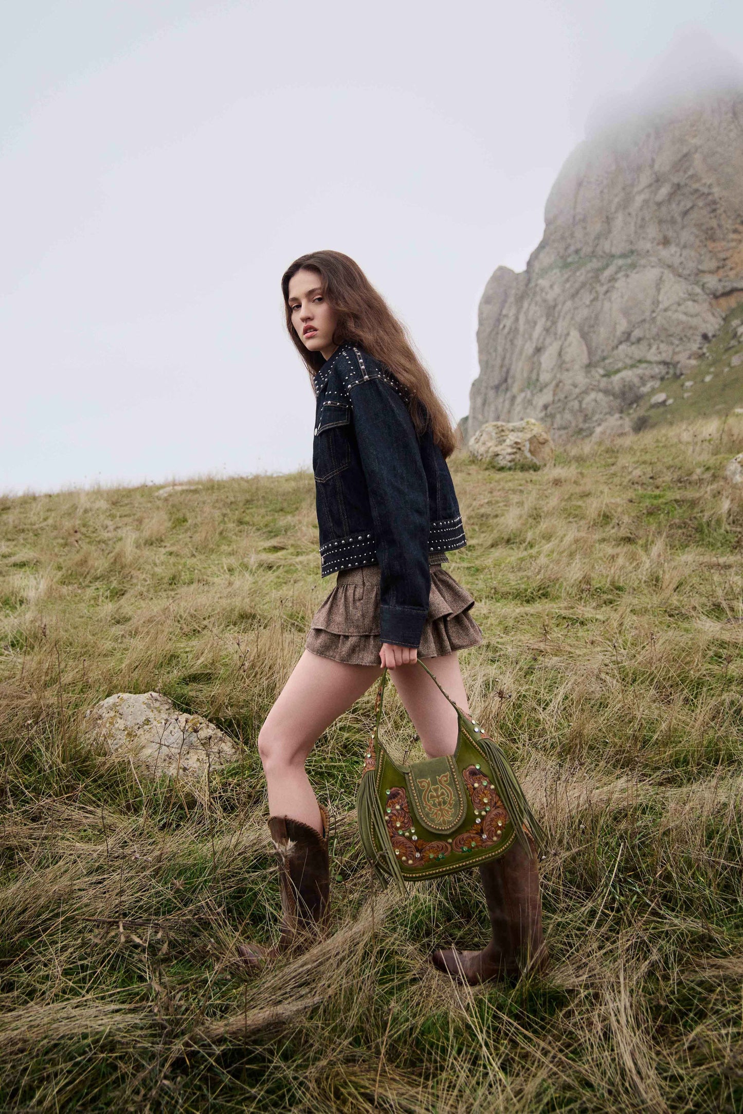 Myra Sierra Grove Handtooled Leather Bag in Western Fern Myra USA