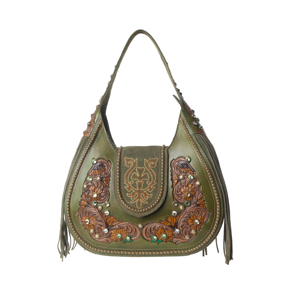 Myra Sierra Grove Handtooled Leather Bag in Western Fern Myra USA