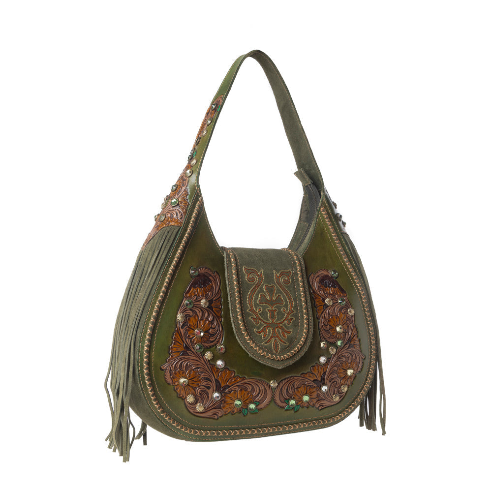 Myra Sierra Grove Handtooled Leather Bag in Western Fern Myra USA