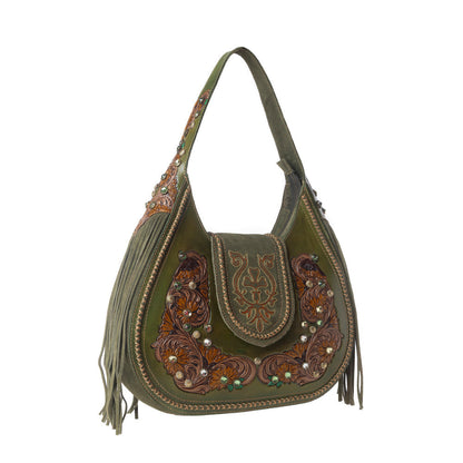 Myra Sierra Grove Handtooled Leather Bag in Western Fern Myra USA