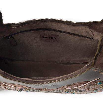 Myra Sierra Grove Handtooled Leather Bag in Deep Espresso Myra USA