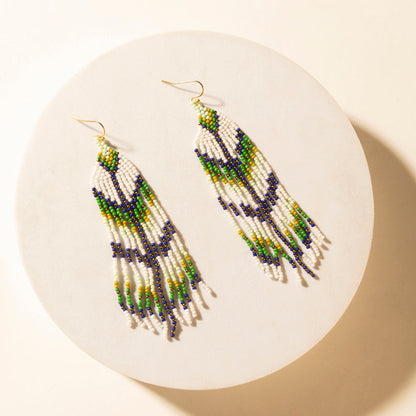 Myra Sage Sky Beaded Fringe Earrings in Cactus Crest Myra USA