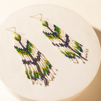 Myra Sage Sky Beaded Fringe Earrings in Cactus Crest Myra USA