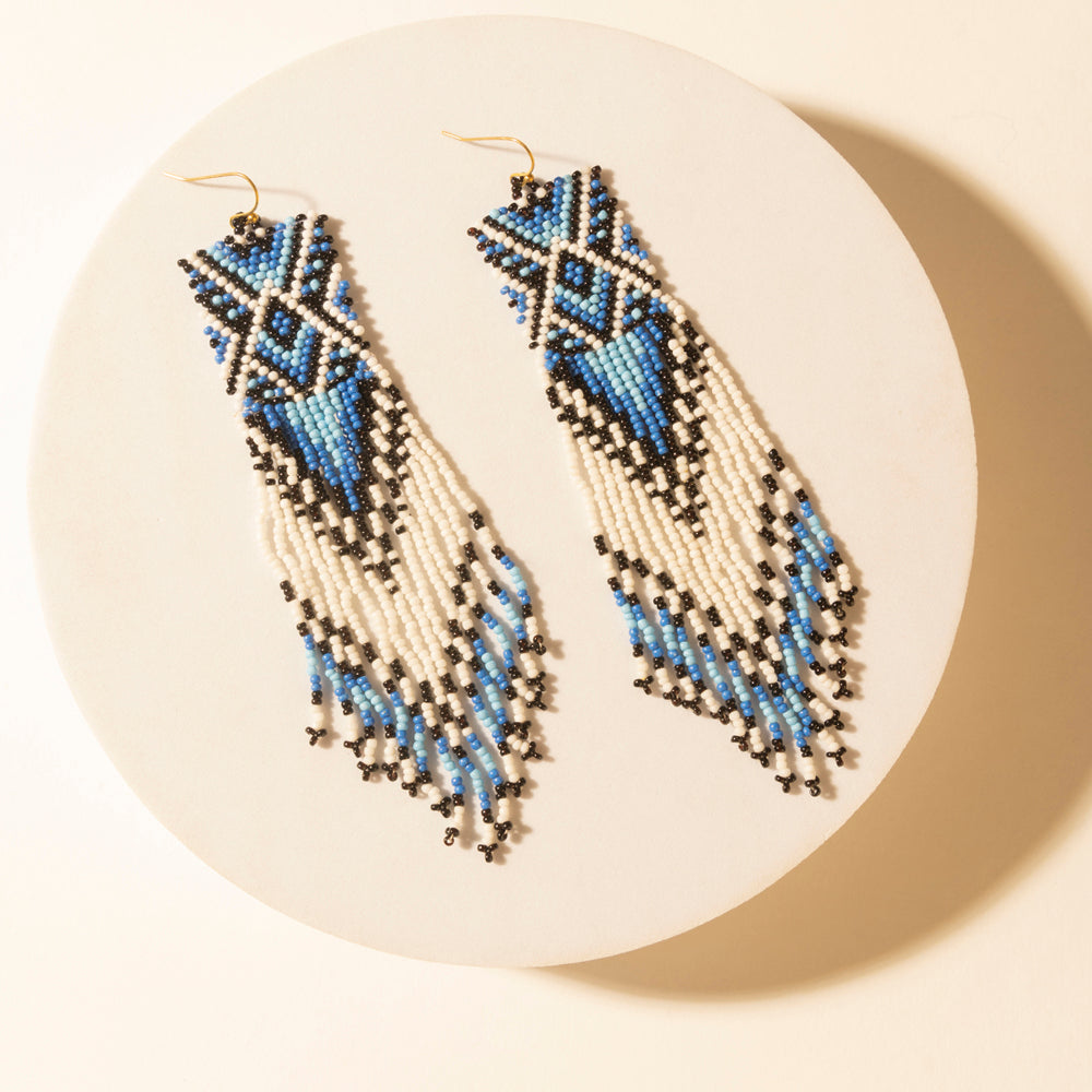 Myra Mesa Twilight Beaded Fringe Earrings in Midnight Blue Myra USA
