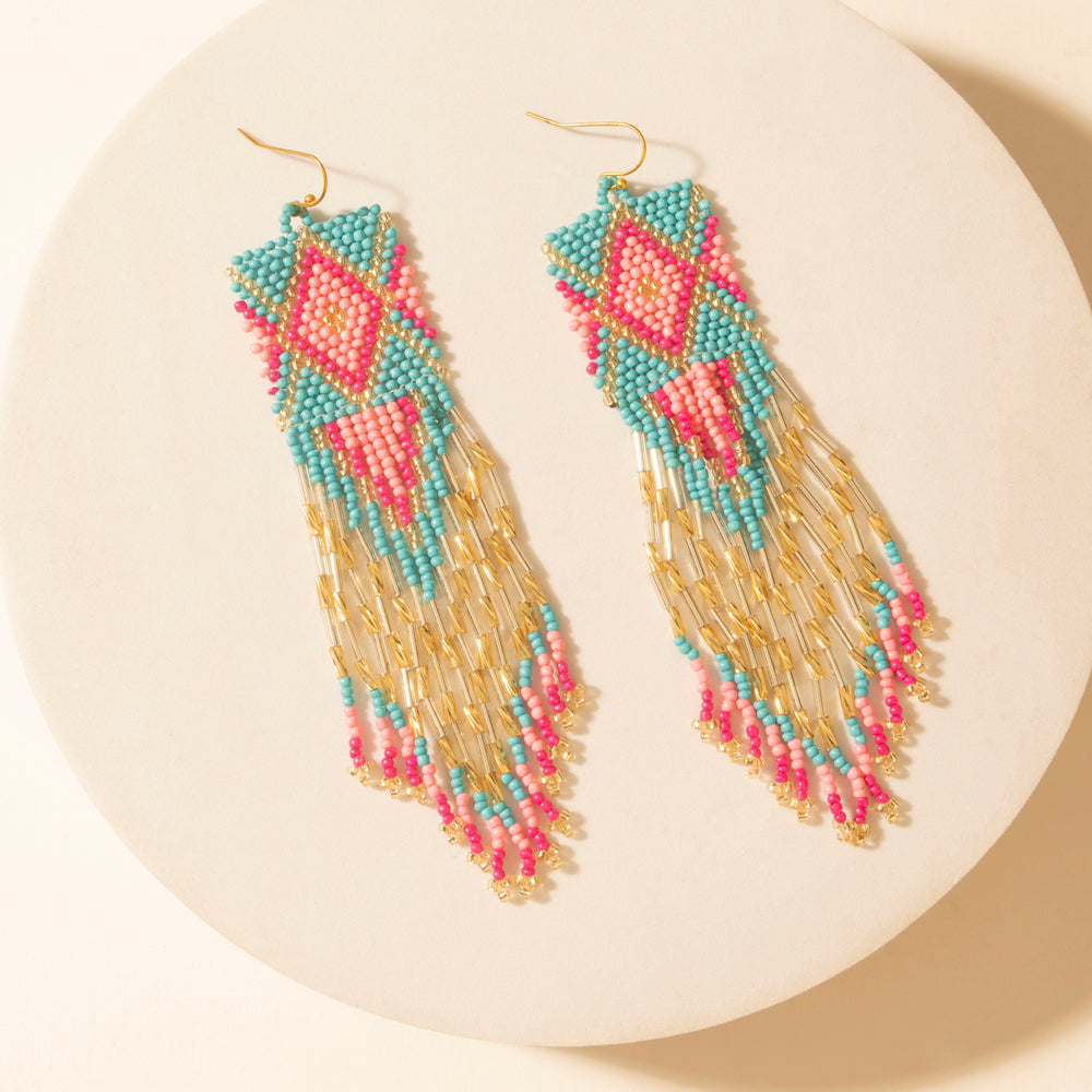 Myra Gilded Arena Beaded Fringe Earrings in Rodeo Blue Myra USA