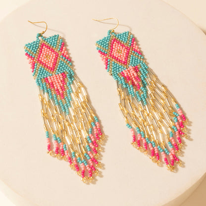Myra Gilded Arena Beaded Fringe Earrings in Rodeo Blue Myra USA