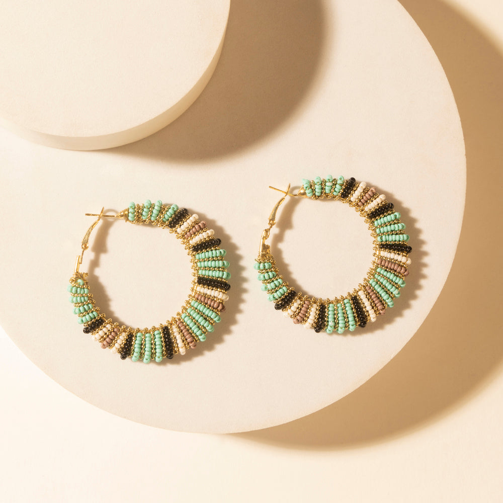 Myra Mesa Moonrise Beaded Hoop Earrings in Moonlit Blue Myra USA