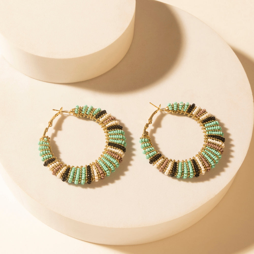 Myra Mesa Moonrise Beaded Hoop Earrings in Moonlit Blue Myra USA