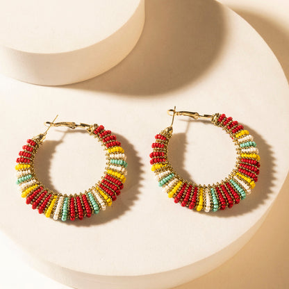 Myra Barrel Race Beaded Hoop Earrings in Rodeo Berry Myra USA