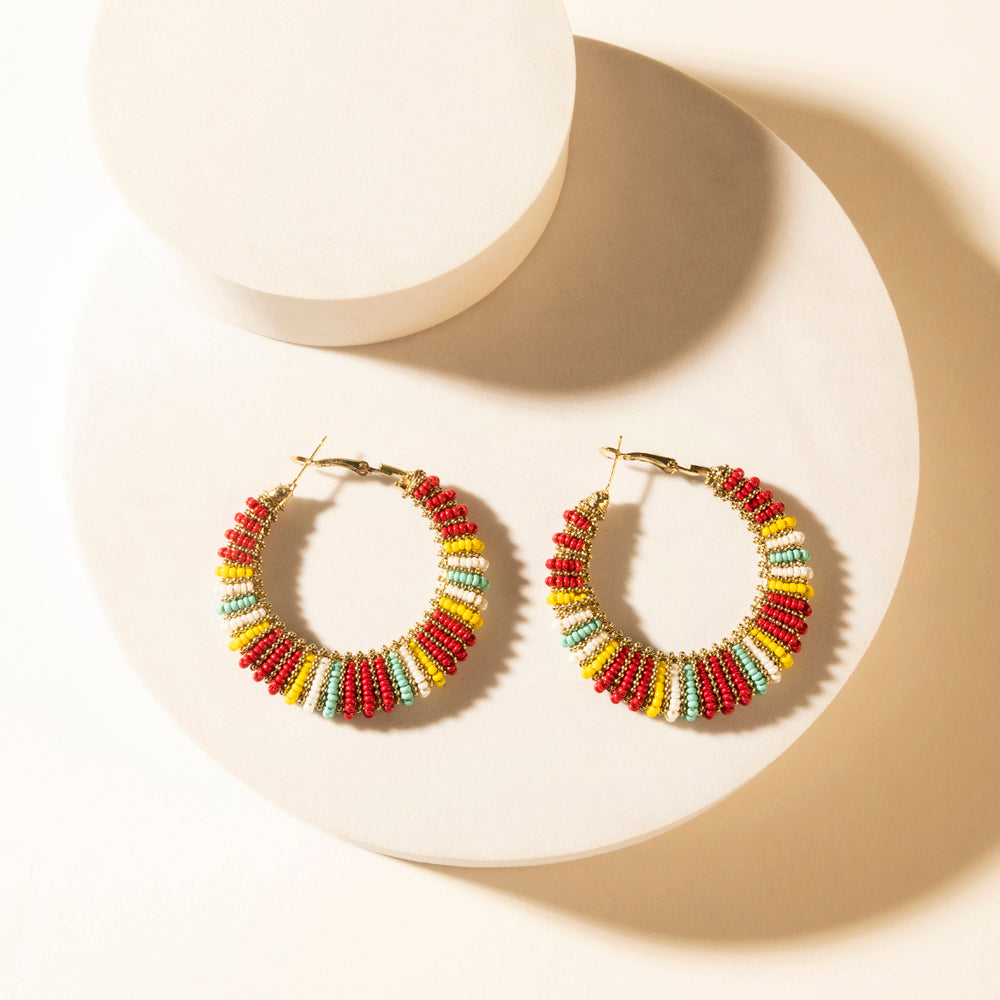 Myra Barrel Race Beaded Hoop Earrings in Rodeo Berry Myra USA
