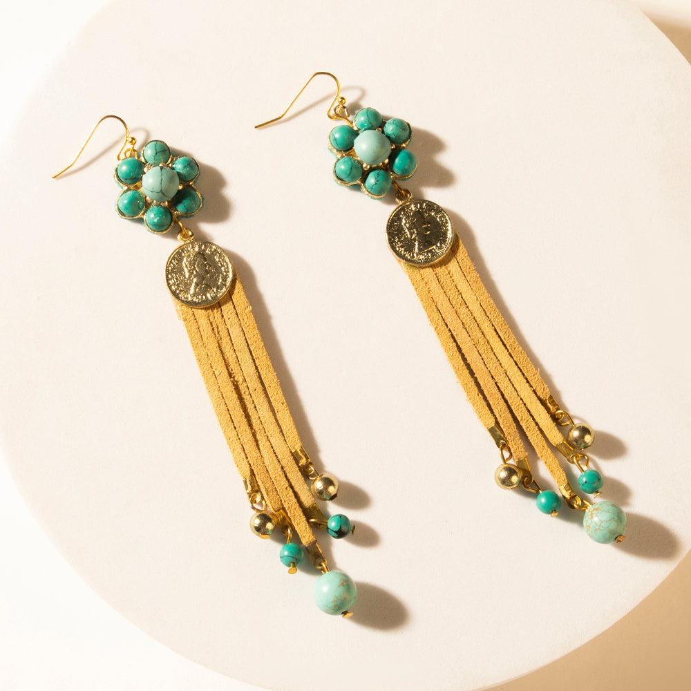 Myra Desert Concho Bloom Drop Earrings in Suede Sand Myra USA