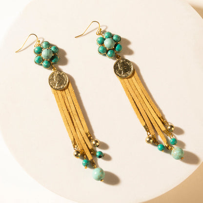 Myra Desert Concho Bloom Drop Earrings in Suede Sand Myra USA