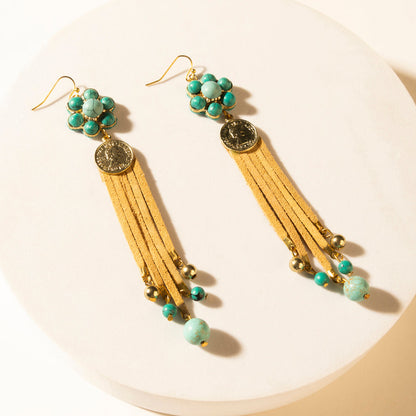 Myra Desert Concho Bloom Drop Earrings in Suede Sand Myra USA