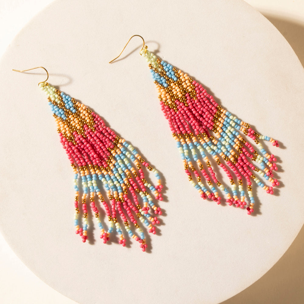 Myra Rosebonnet Beaded Fringe Earrings in Bloomin' Pink Myra USA
