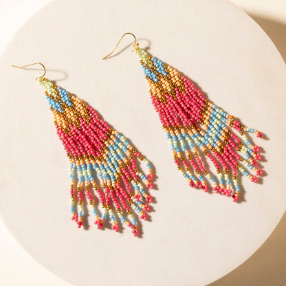 Myra Rosebonnet Beaded Fringe Earrings in Bloomin' Pink Myra USA