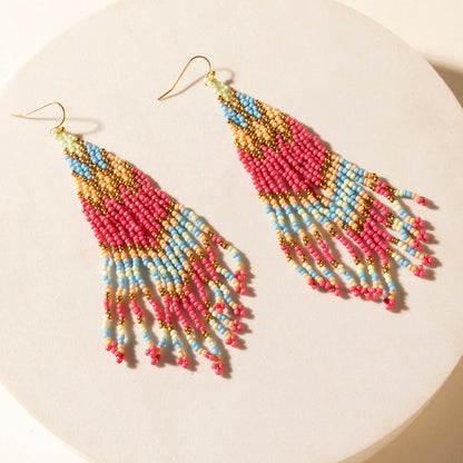 Myra Rosebonnet Beaded Fringe Earrings in Bloomin' Pink Myra USA