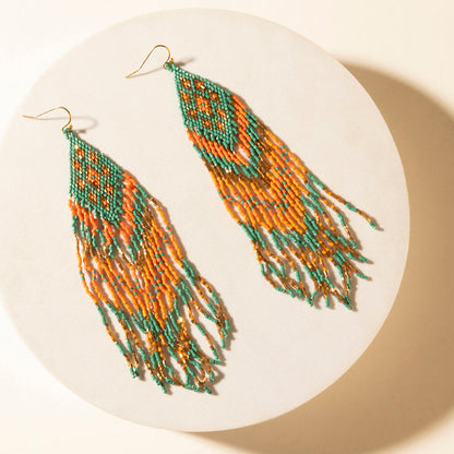 Myra Sundance Ember Beaded Fringe Earrings in Gilded Coral Myra USA